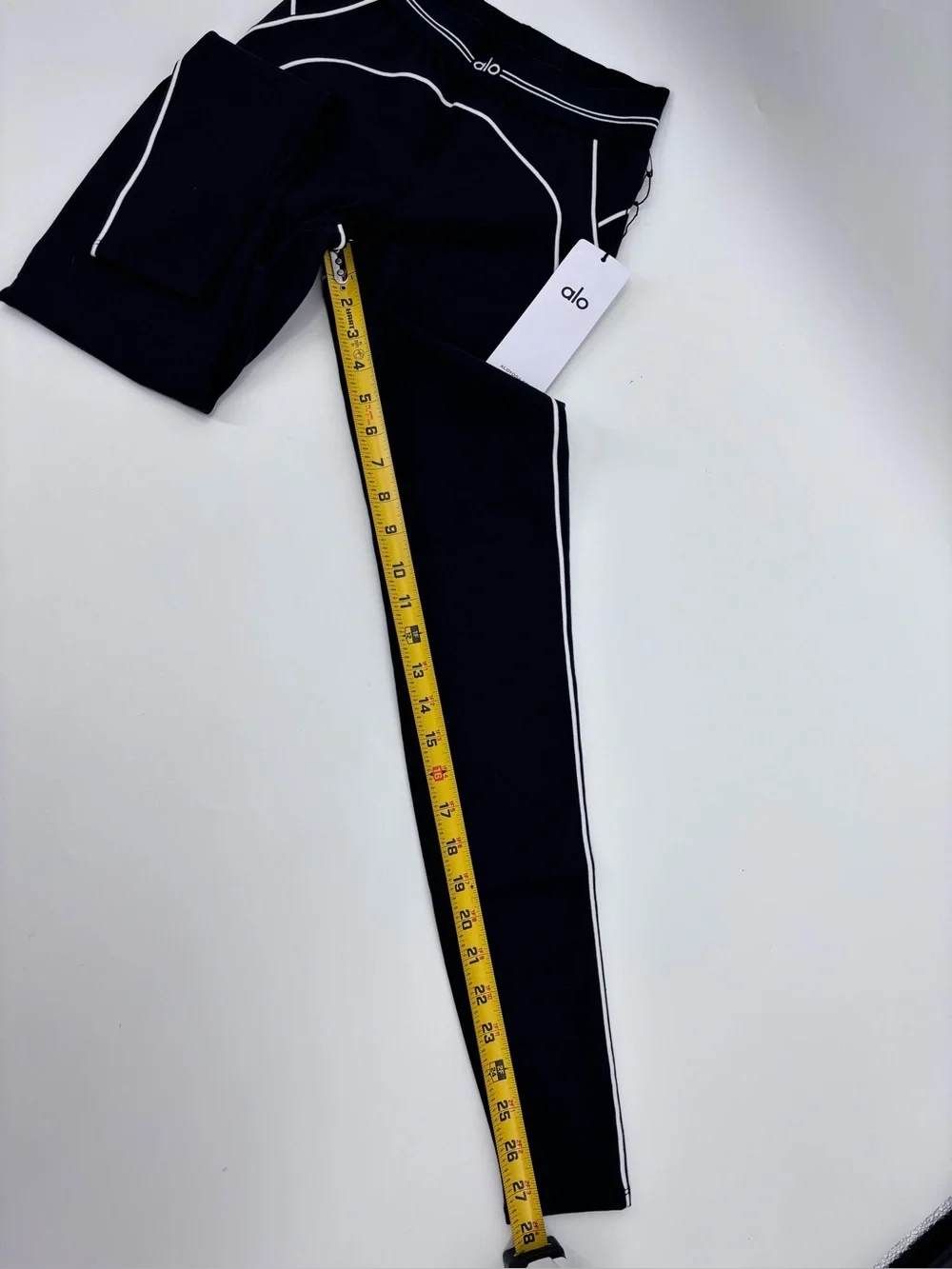 ALO Yoga Black Leggings with White Piping